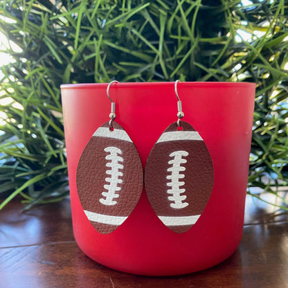 Faux Leather Football Dangle Earrings