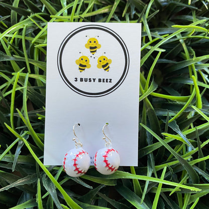 Baseball Enamel Earrings with silver fishooks