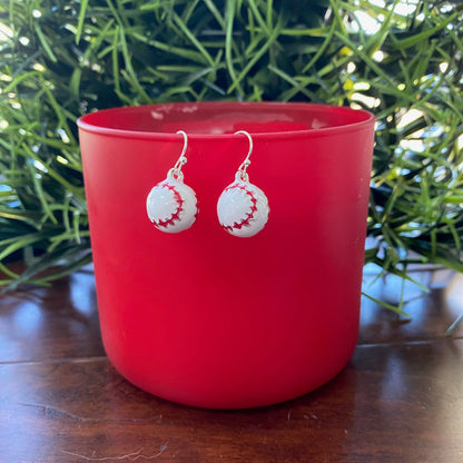 Baseball Enamel Earrings with silver fishooks