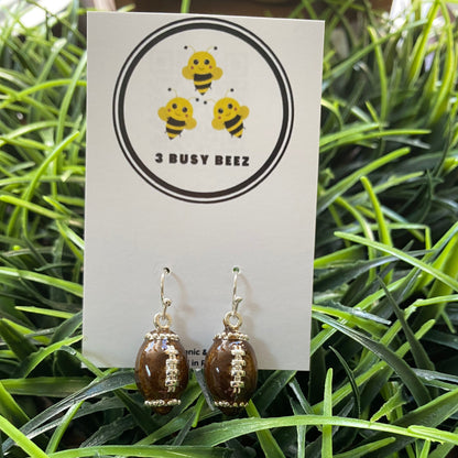 Football Enamel Dangle Earrings with silver fishooks