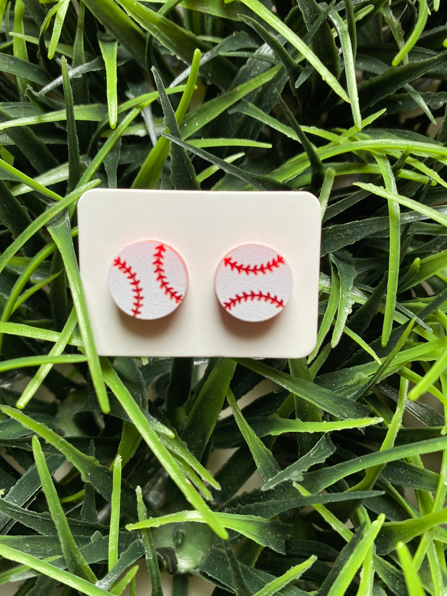 Wooden Baseball Stud Earrings