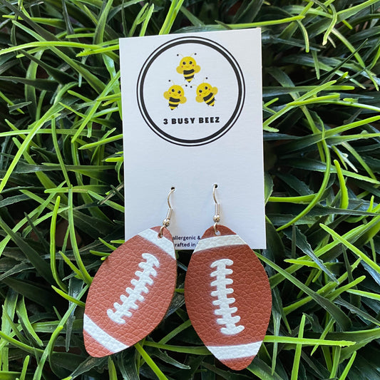 Faux Leather Football Dangle Earrings