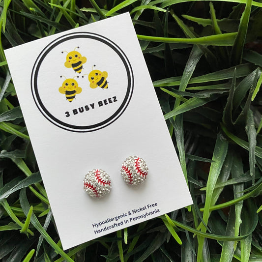 Baseball Rhinestone stud earrings