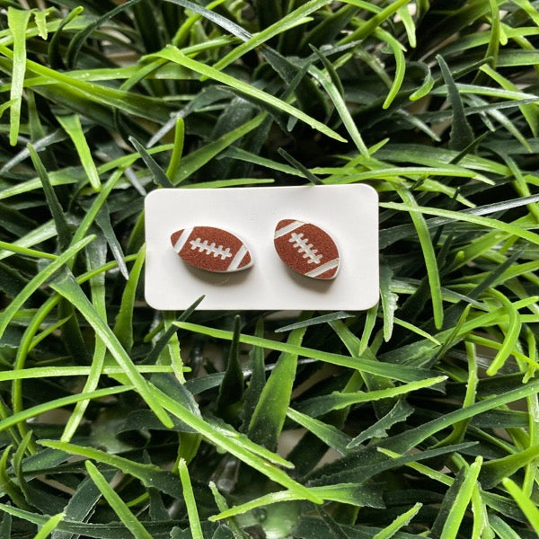 Heart Shaped Football Stud Earrings