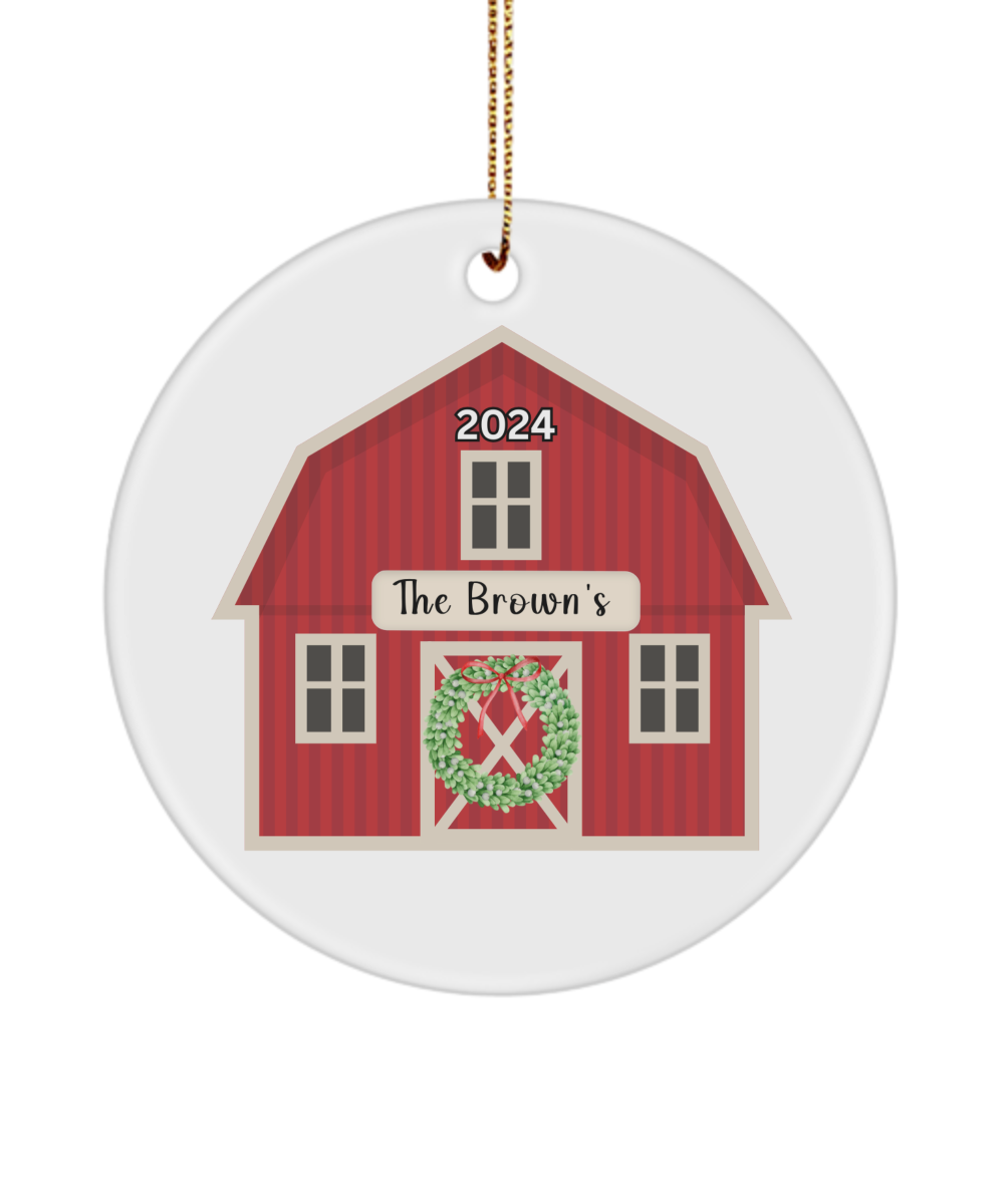 Farmhouse Christmas Ornament - Personalized