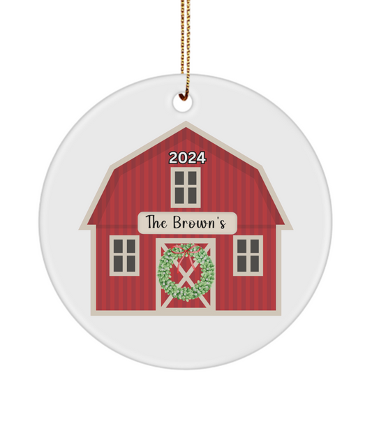 Farmhouse Christmas Ornament - Personalized