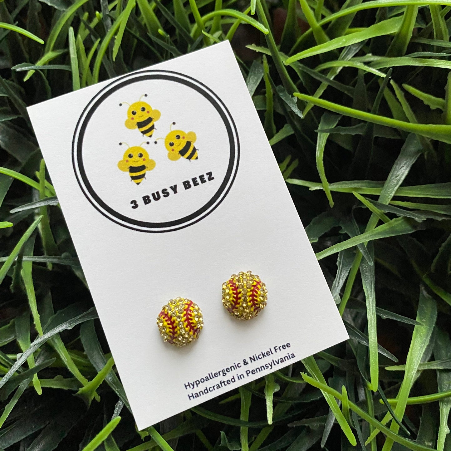 Softball Rhinestone stud earrings