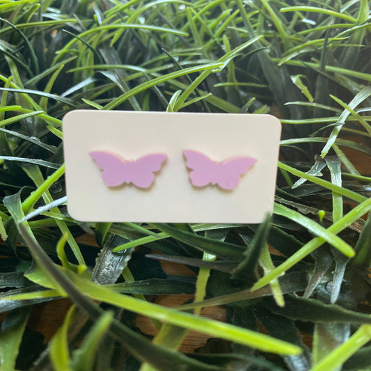 Purple Pastel Acrylic Butterfly Earrings