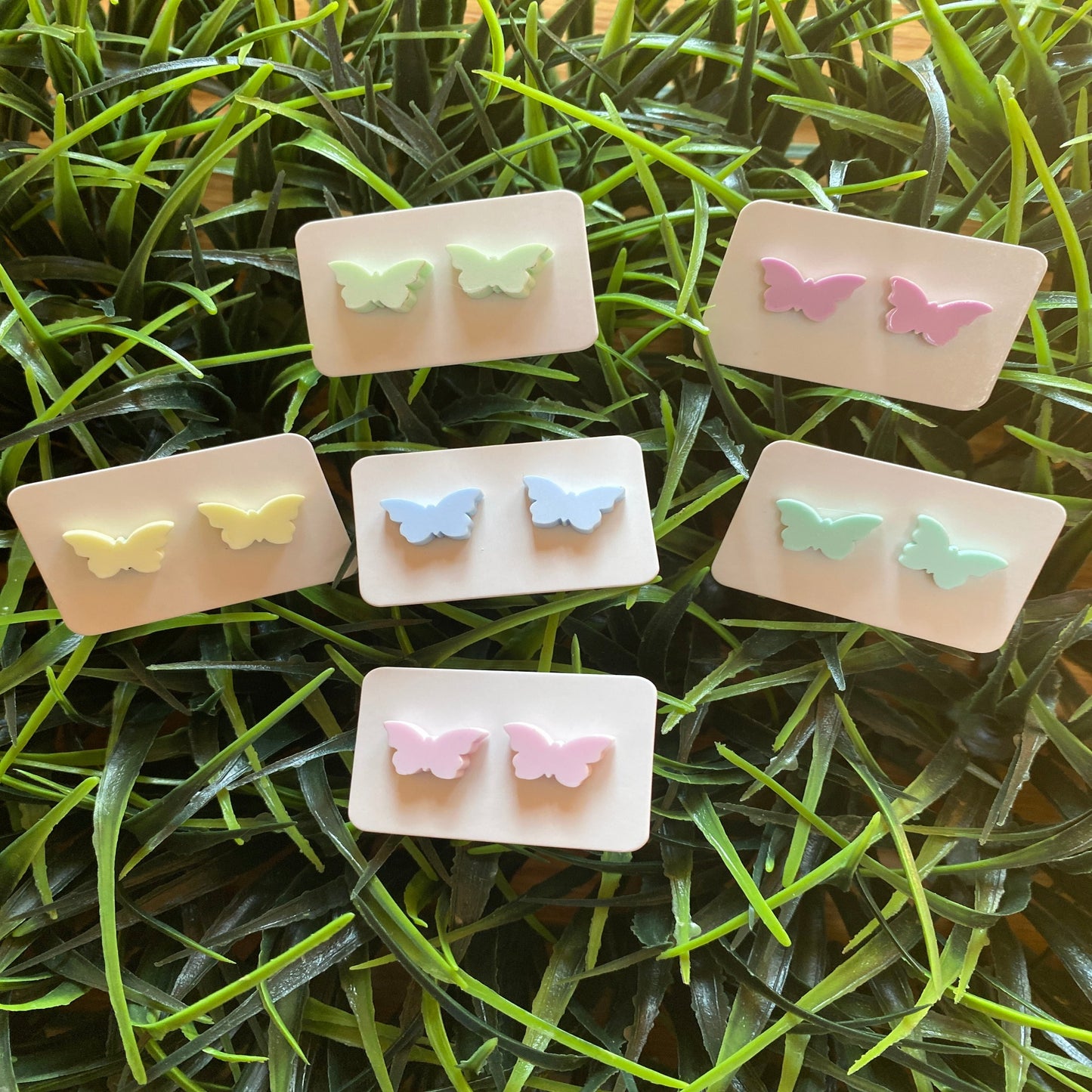 Light Yellow Pastel Acrylic Butterfly Earrings