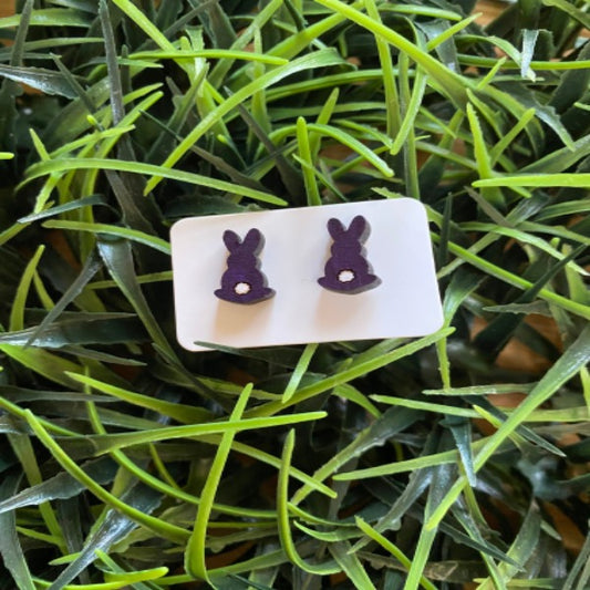 Purple Cottontail Bunny Earrings