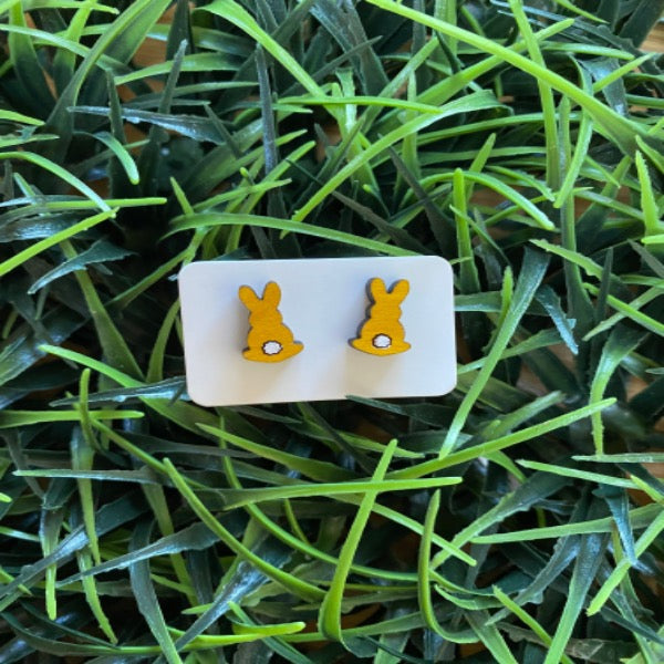 Yellow Cottontail Bunny Earrings