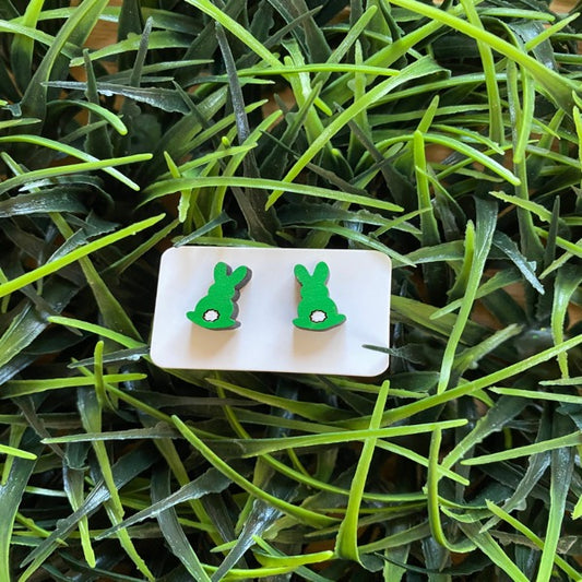 Green Cottontail Bunny Earrings