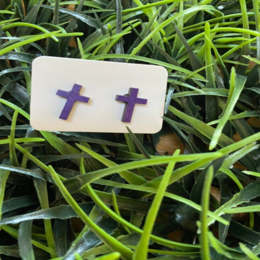 Purple Cross Earrings