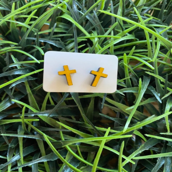 Yellow Cross Earrings