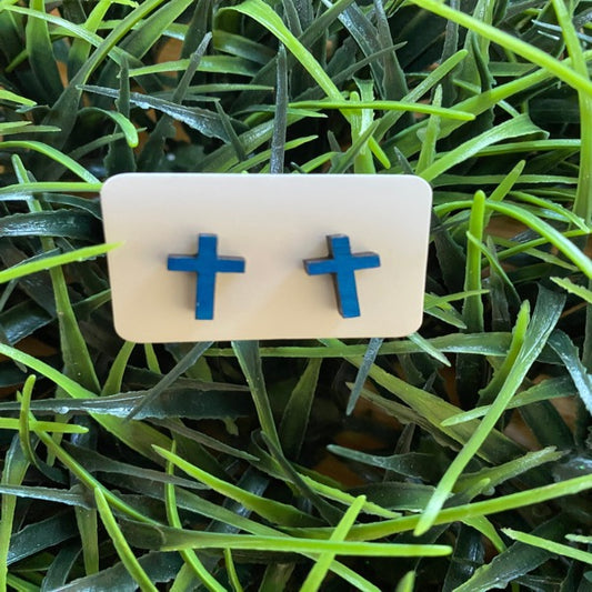 Blue Cross Earrings