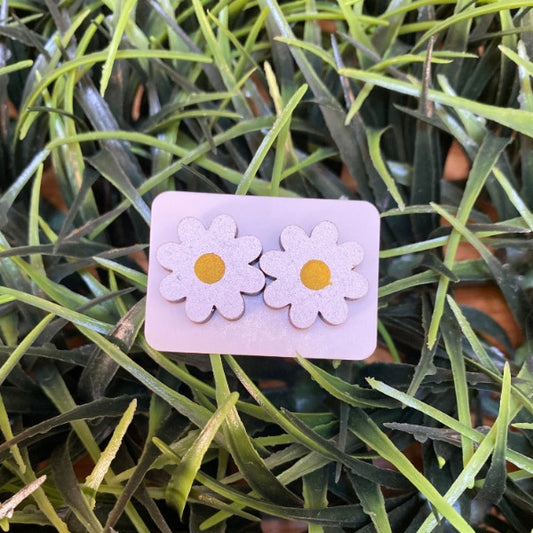 Wooden Daisy Earrings