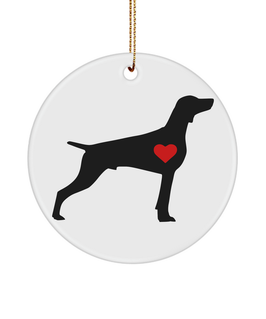 Weimaraner with a heart Ornament