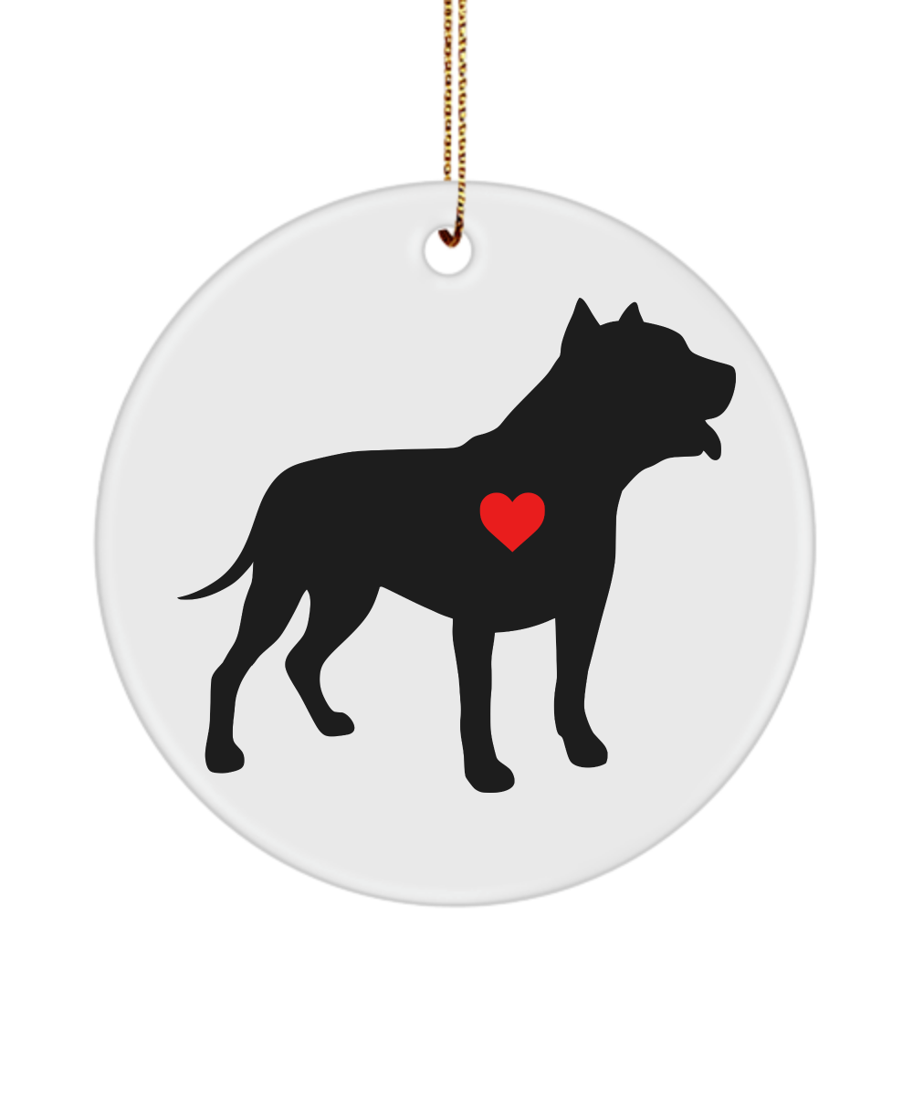 Pitbull with heart Ornament